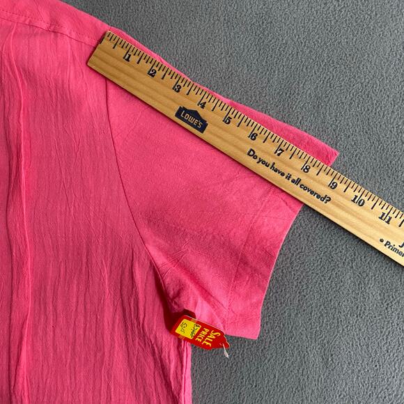 Vtg 80s 90s Two Potato Button Down Tie Back Short Sleeve Maxi Dress XL Pink NOS - Picture 13 of 16